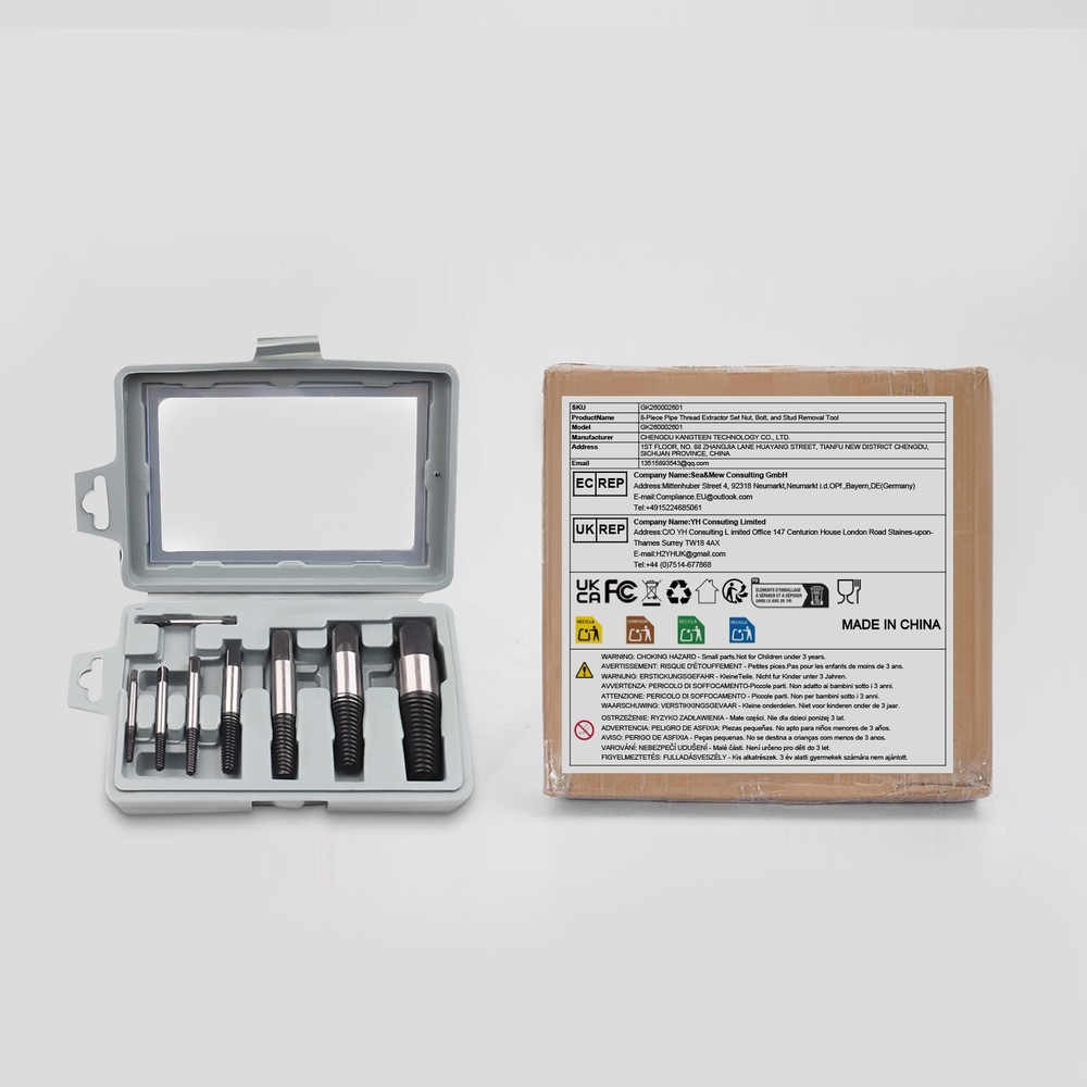 8-piece Pipe Broken Thread Extractor Set, Nut Bolt Stud Removal Tool For Home