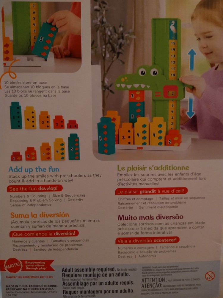 Fisher-Price Adding Alligator Educational Toy with 10 Stacking Blocks for Pre...