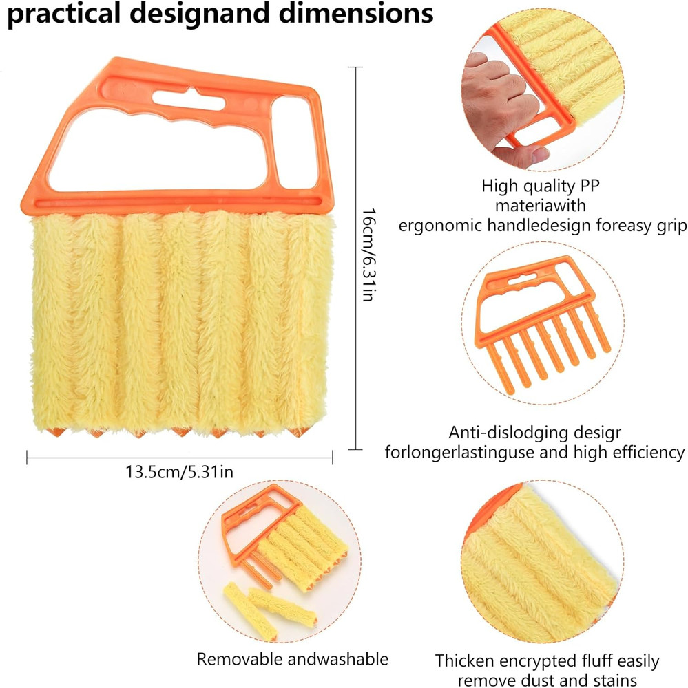 4Pcs Window Venetian Blind Cleaner Duster Tool, Include 2Pcs 7 Finger Blind Dust