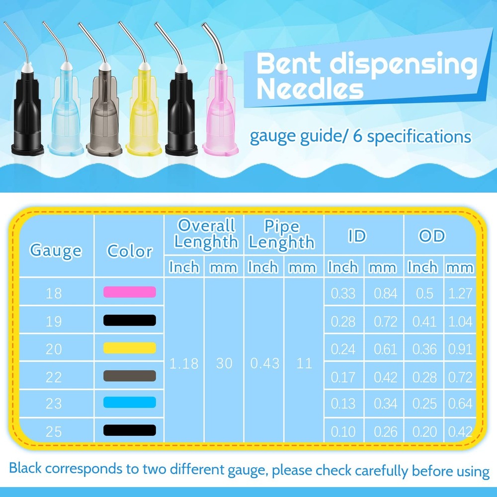 300 Pcs Bent Dispensing Tips Blunt Tip Dispensing Needles Pre Bent Assorted Size