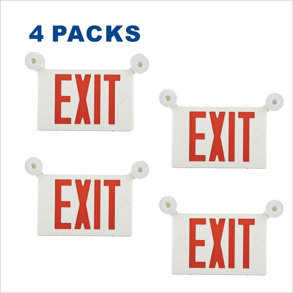 Spectsun 4 Packs Red LED Exit Sign&Emergency Lights Exit Sign Lighting Buniess