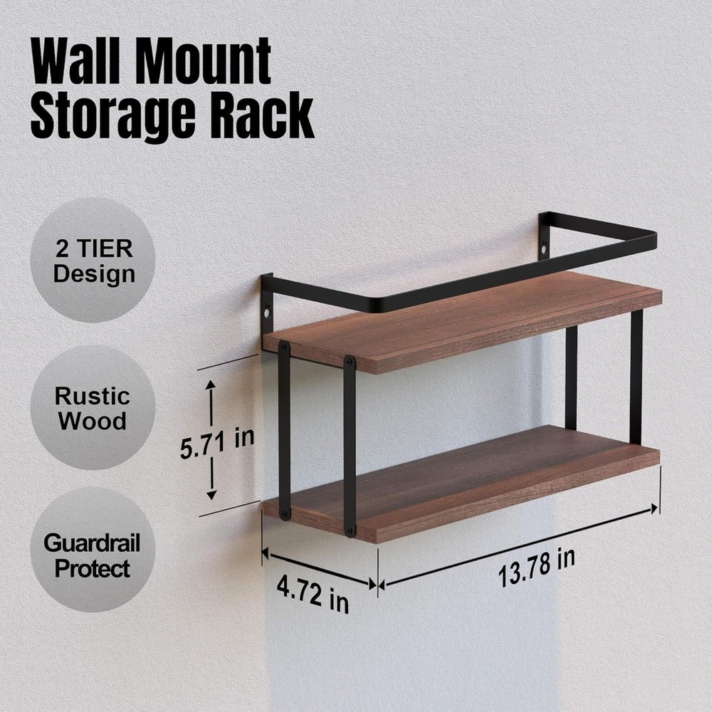 Chic Floating Bathroom Shelves with Protective Rail - Space-Efficient Storage