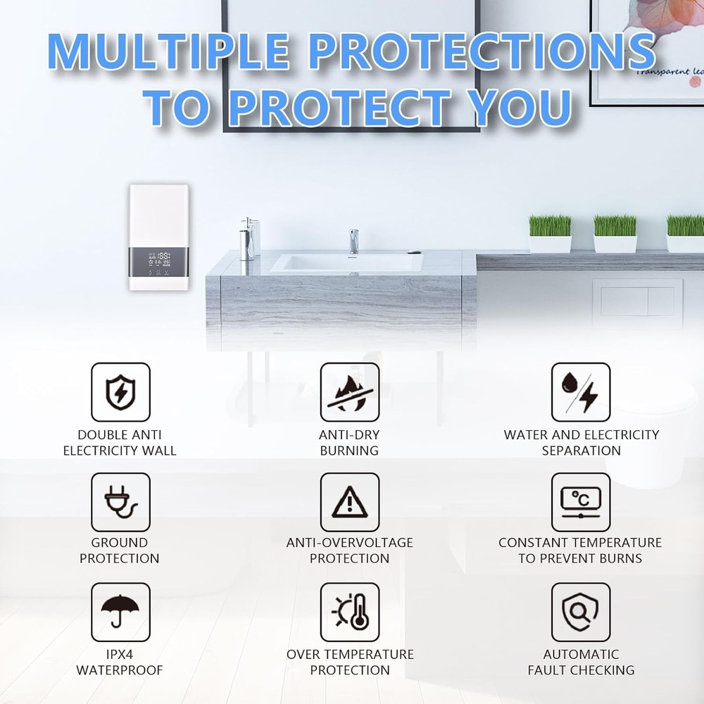 Calentador De Agua Sin Tanque LCD Electrico Con Control Remoto Para Ducha Casa