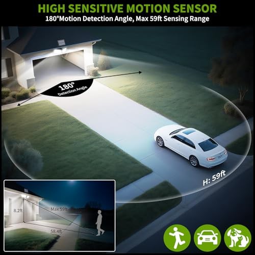 Solar Security Light with USB Power for Cams, Detachable Solar Panel & 15ft