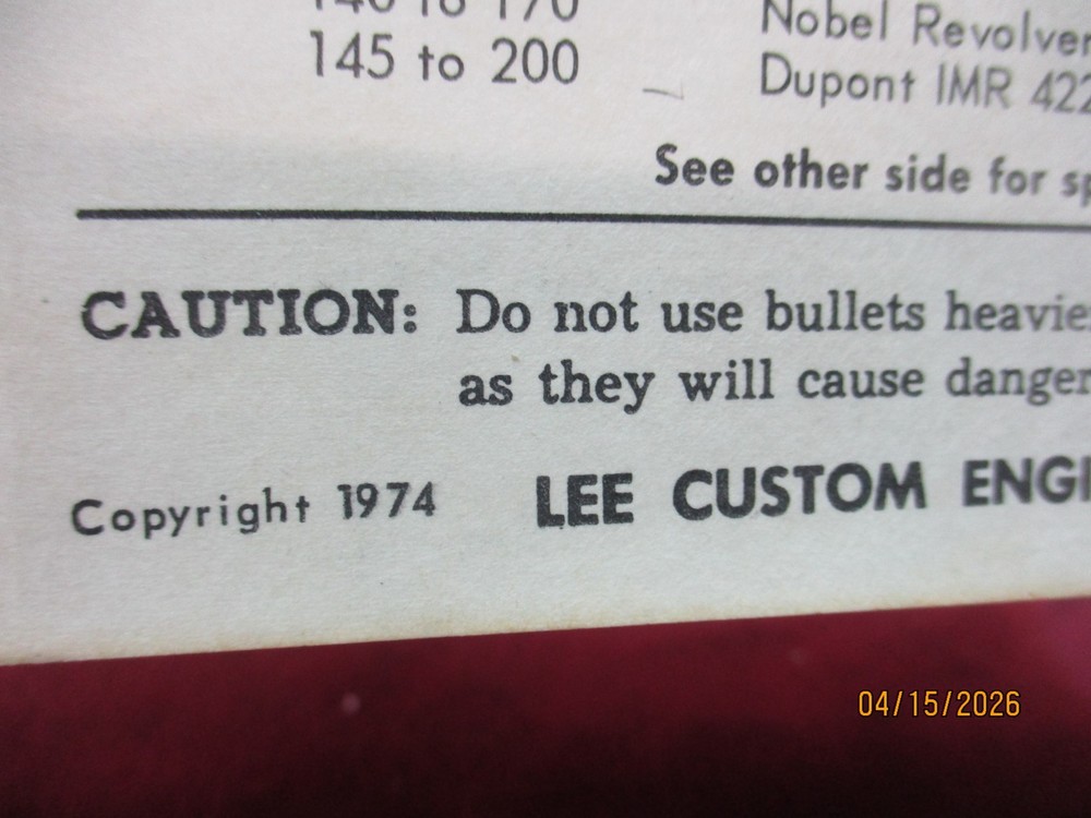 1970's LEE Loader 357 Magnum Hand Reloading Set