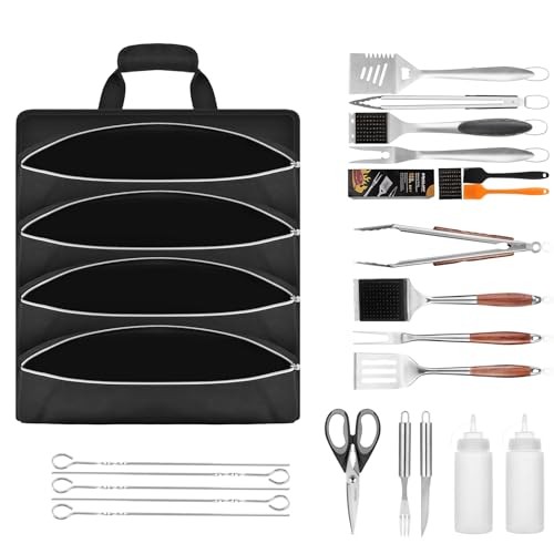 Grill Tool Accessory Storage Bag Roll Up, BBQ Tools Carry Orangizer Case for