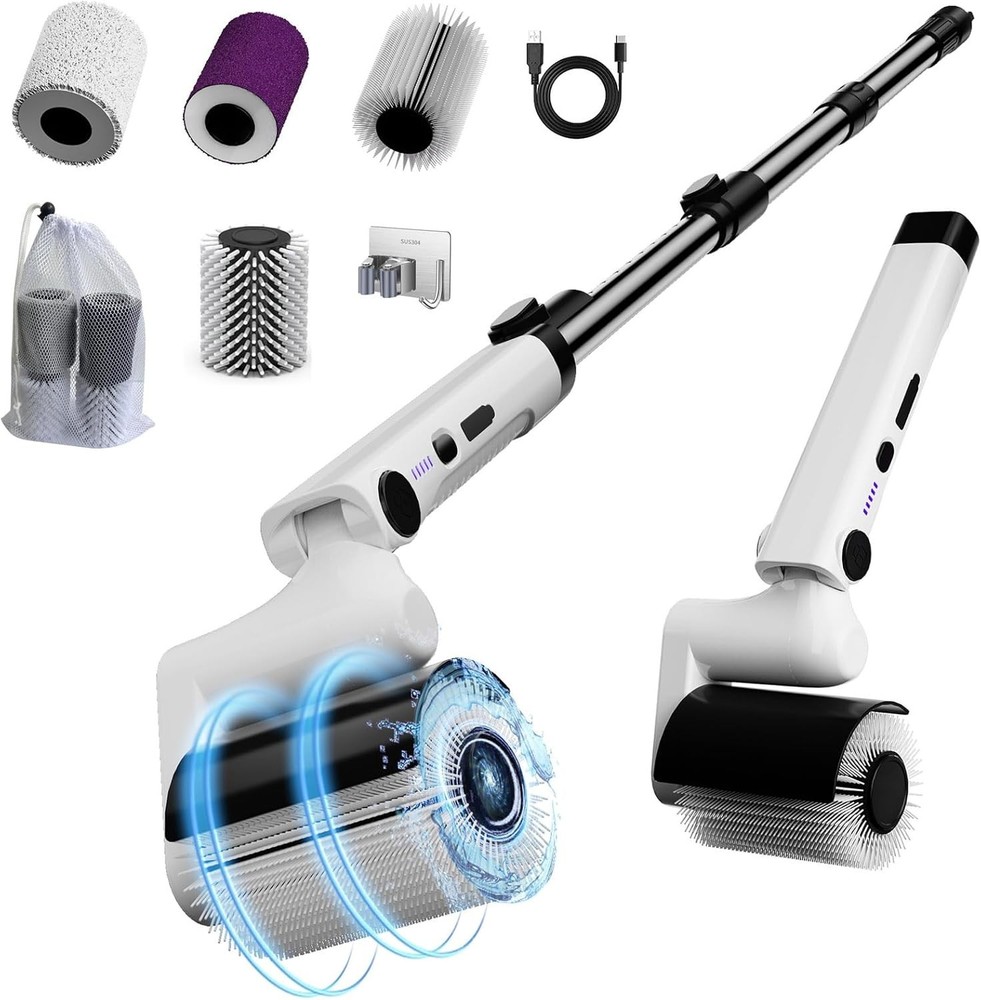 Multi-Surface Cordless Scrubber - Waterproof Spin Brush with Telescopic Pole