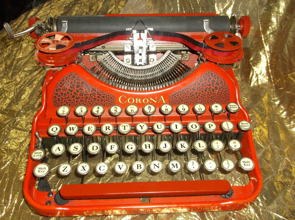 1924 Corona No.4 Red Typewriter Serviced And Tested