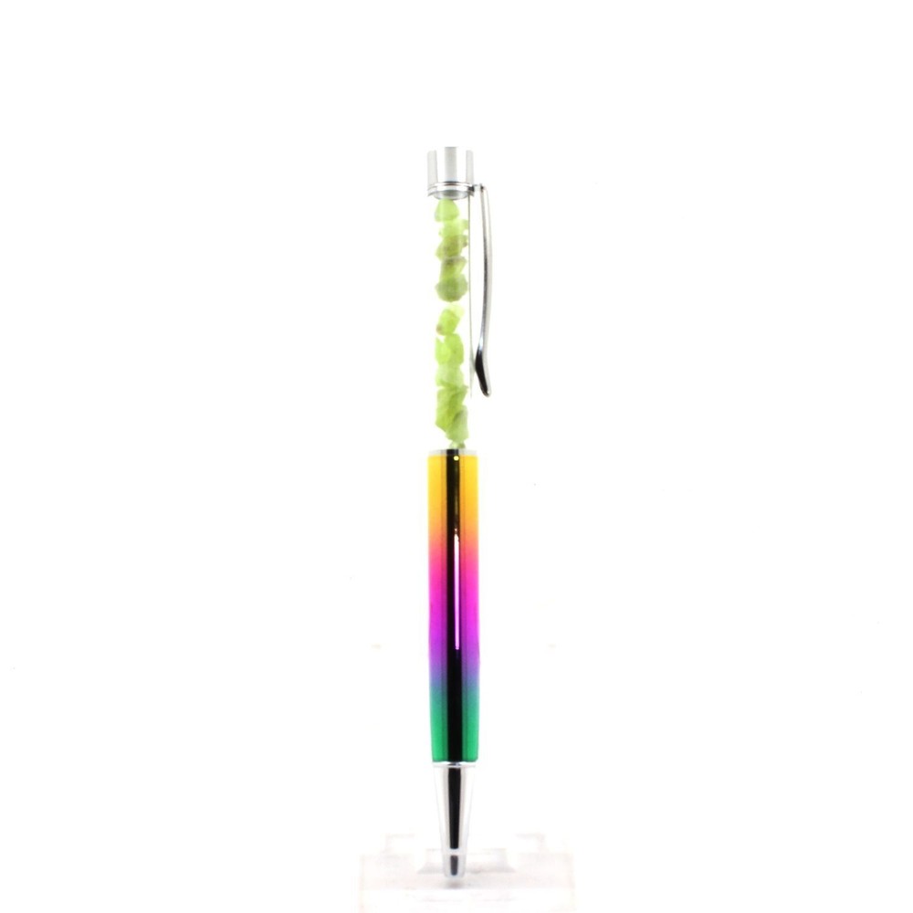 Raw Peridot Mineral Pen. Multicolored.