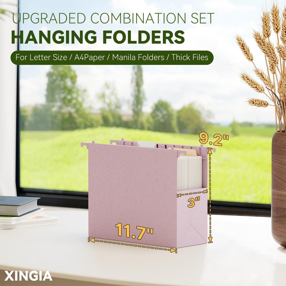 Letter Size Hanging File Folders Extra Capacity,1'' & 2'' & 3'' & 4'' Expanda...