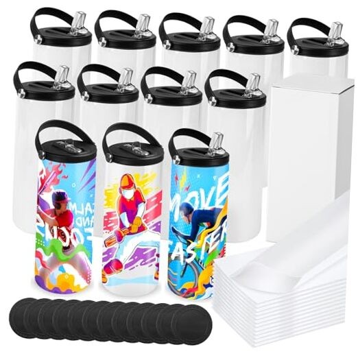 12 Pack Sublimation Water Bottle Blanks Bulk 20 oz White 12 Pack Handle