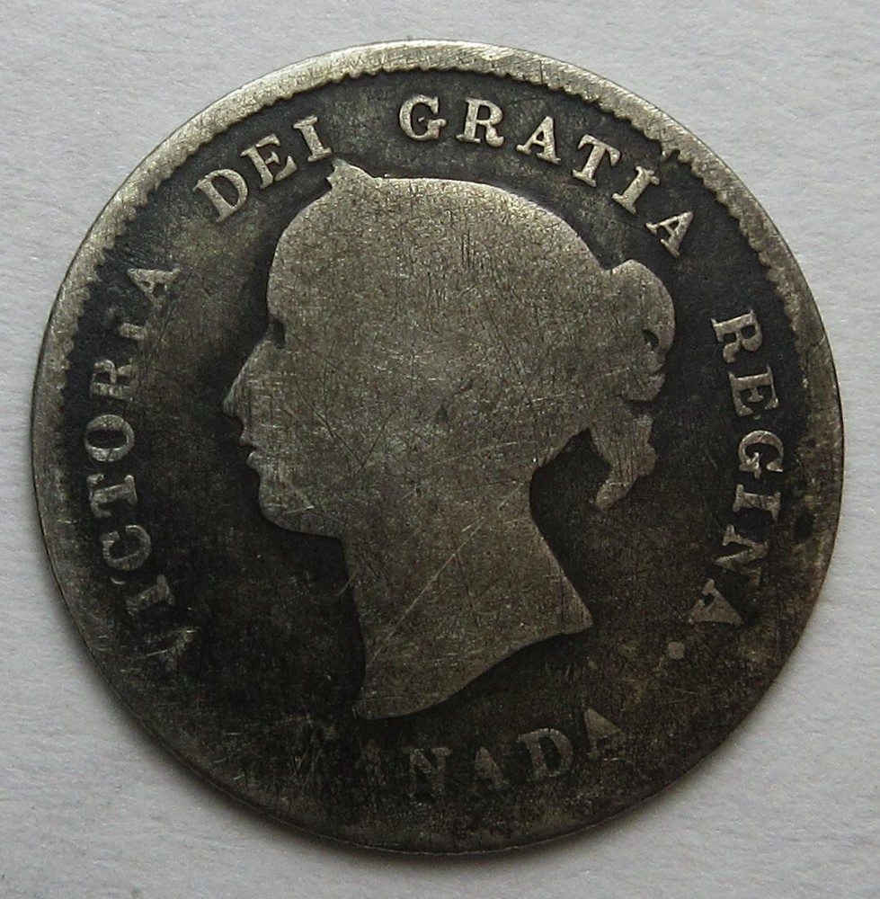 1870 Canada 5 Cents 92.5% Silver (#323b)