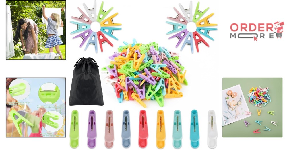 Colored Clothespins 110 PCS 2 Inch Plastic Windproof Clips for Laundry Use
