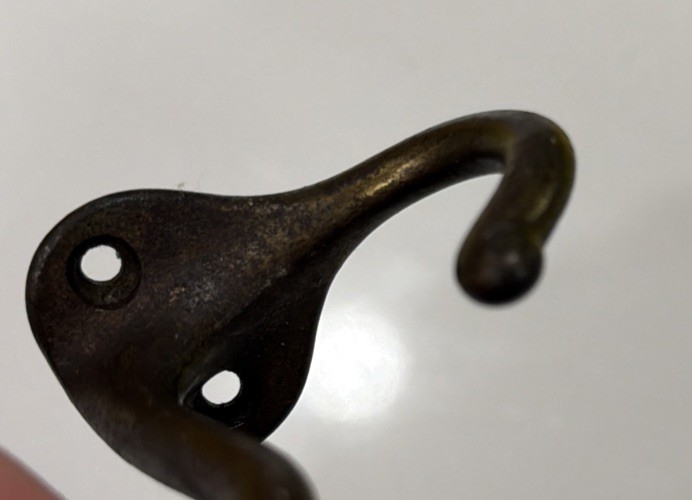 Single Cast Iron Double Hooks Round Tips Coat Hat Salvage Hardware 3”