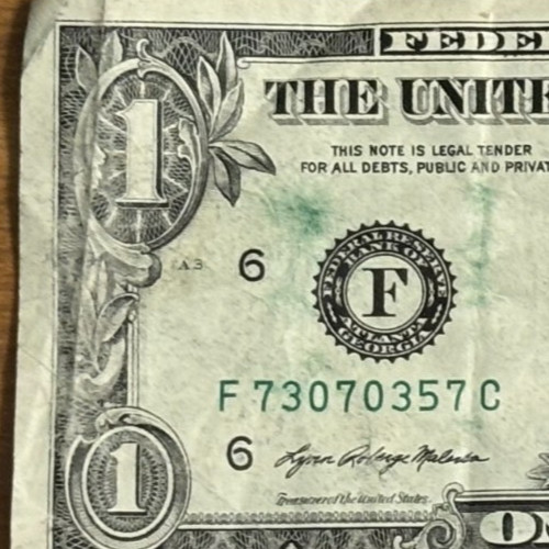 ERROR 2021 $1 Bill Reserve Note INK SMEAR SMUDGED