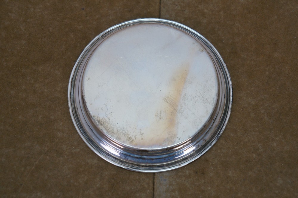 Antique Solid Sterling Silver 925 Wine Drink Bottle Coaster 53g 4.5"