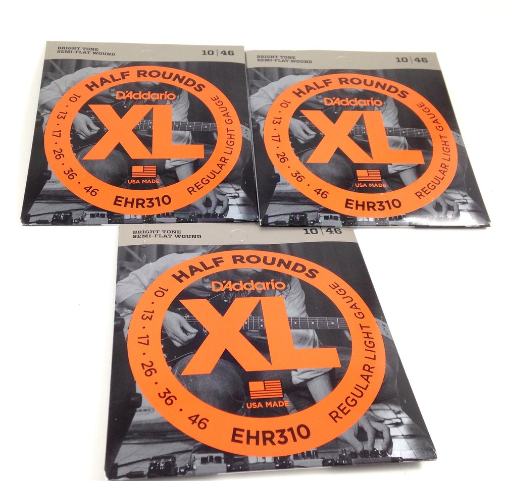 D'Addario Guitar Strings 3 Sets EHR310 Half Round Regular Light 10-46