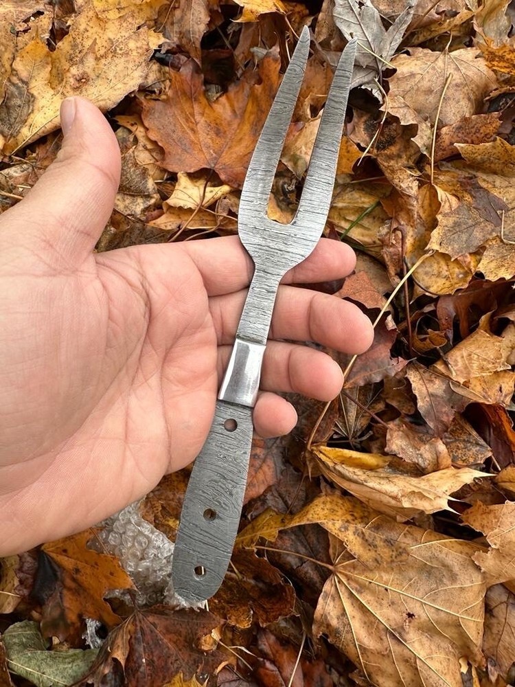 Custom Made Damascus Steel Fork Collectible Blank Fork
