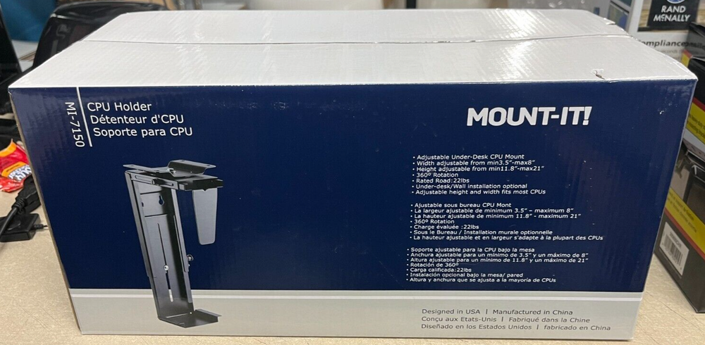 Mount-It MI-7150 CPU Under Desk Mount Computer Tower Holder