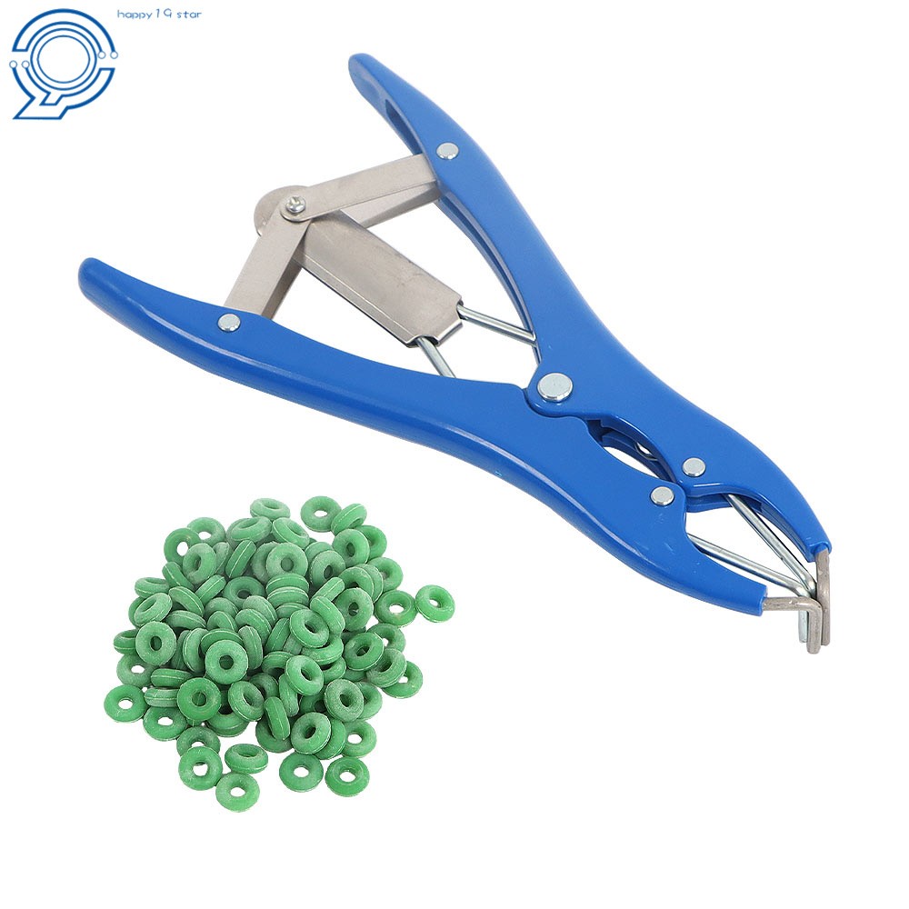 With 100X Rubber Rings Applicator Castrator Ring Elastrator Castration Plier