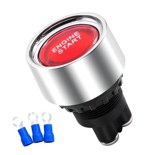 Push Start Ignition Switch 12V DC,Start Engine Button Stater (ON) Red