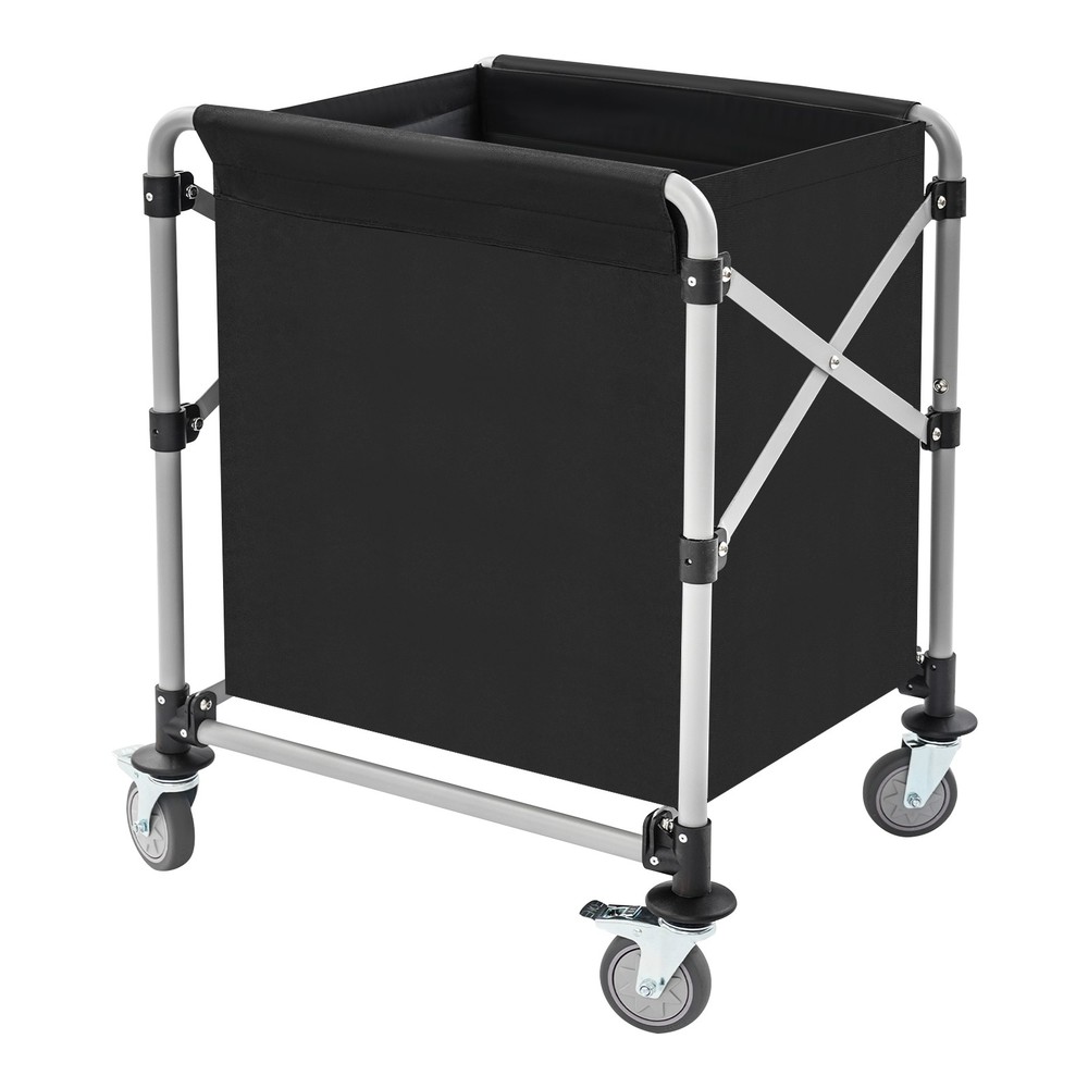 Folding Laundry Cart with Wheels 220lbs Capacity Commercial Rolling Hamper Black