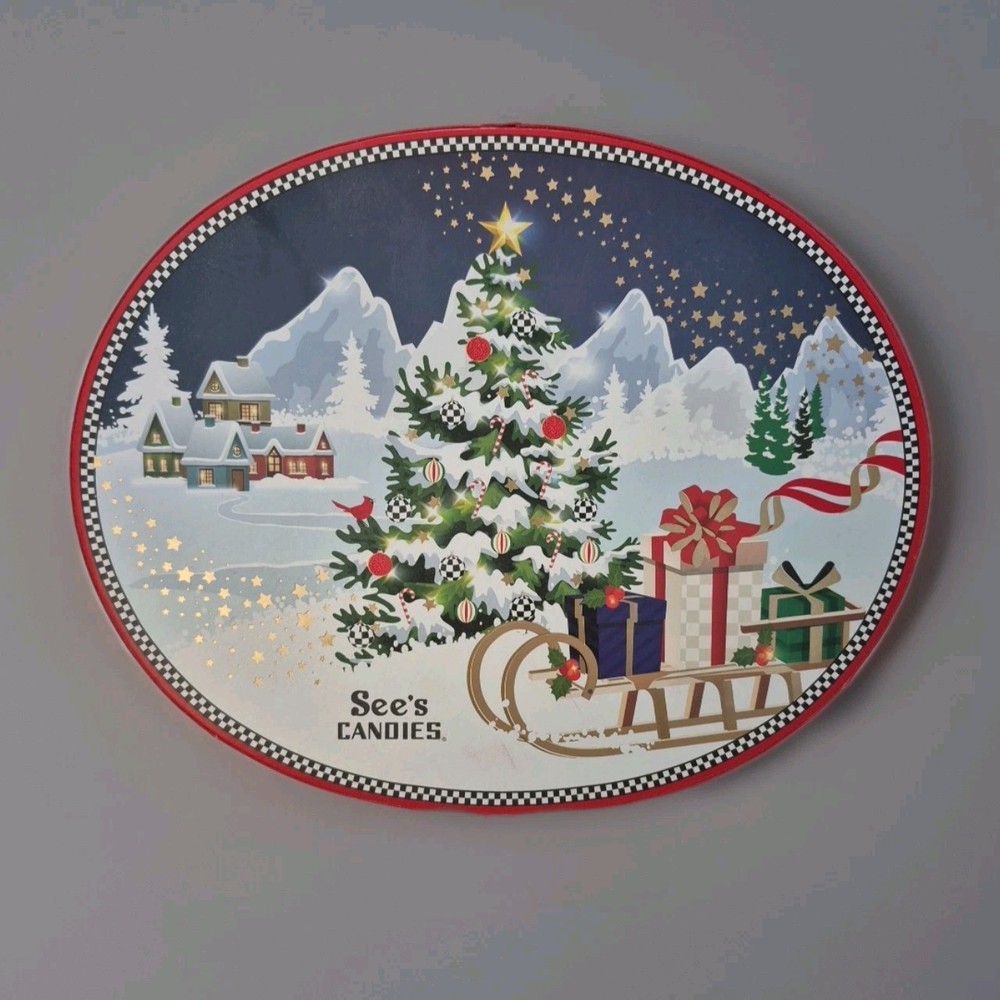 See’s Candies Holiday Box 2022 Empty w/ Insert – Refillable Gift Display