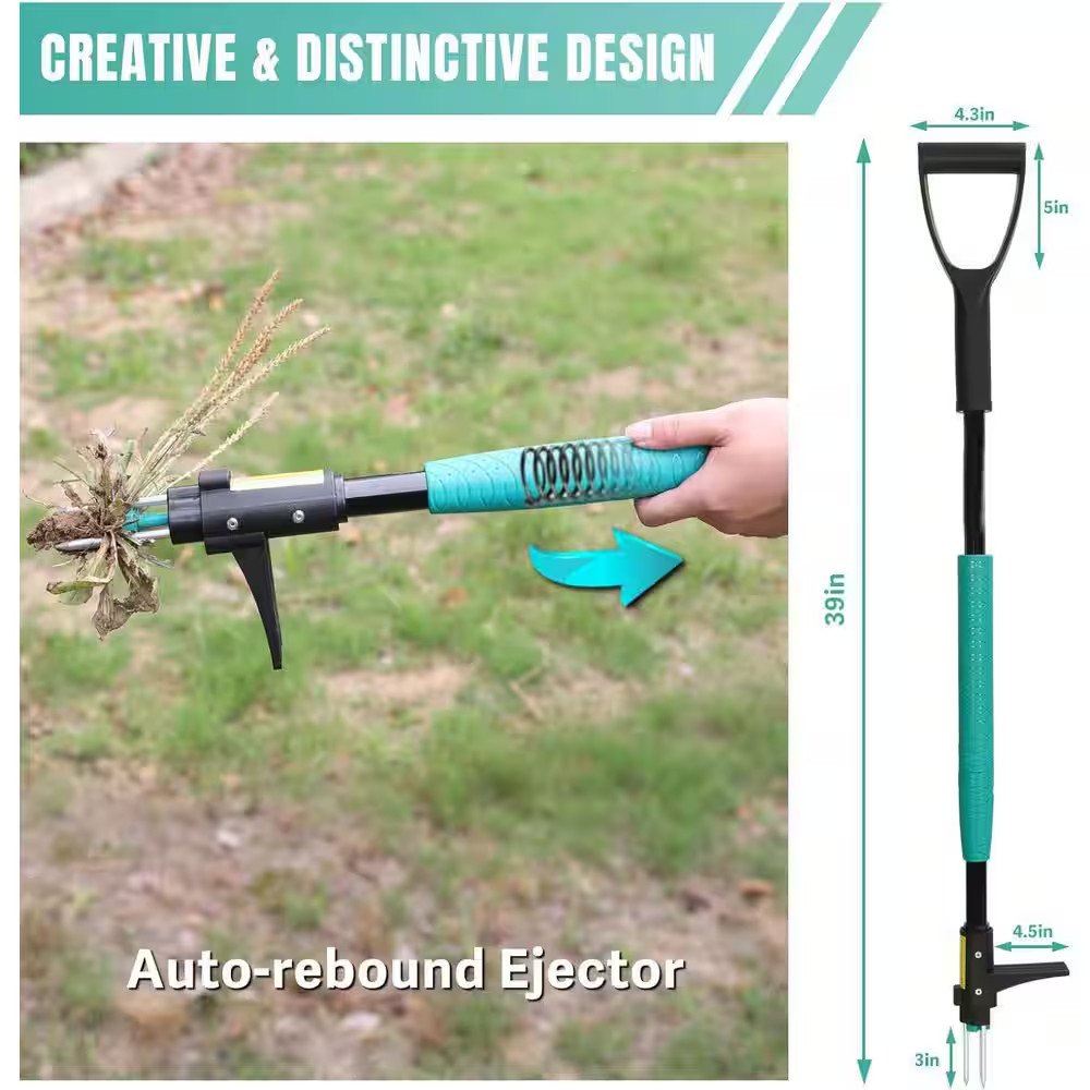 39 Weed Pulling Tool 3-Claw Detachable Long Handle Heavy Duty Stand up Weeder fo