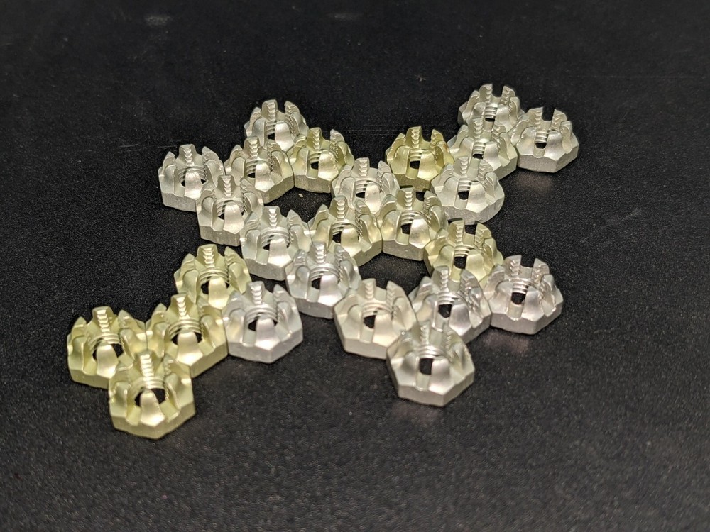 25 LOCKING 1/4-28 hex CASTLE NUTS nut ALUMINUM LOCK fine thread