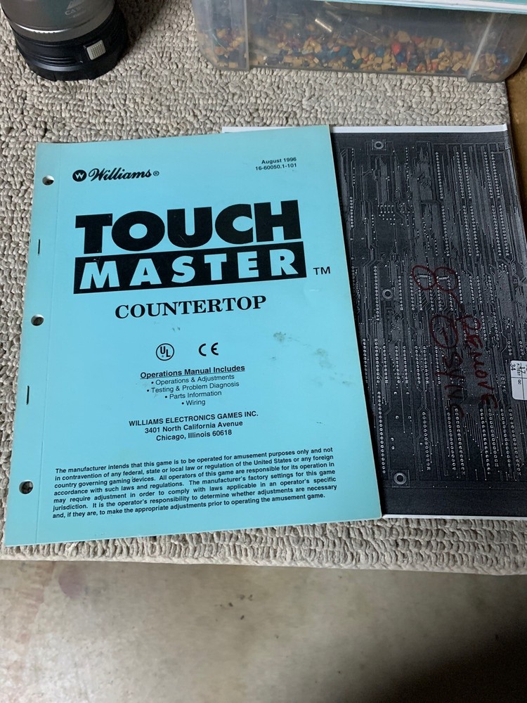 TOUCH MASTER COUNTERTOP     arcade video game owners manual