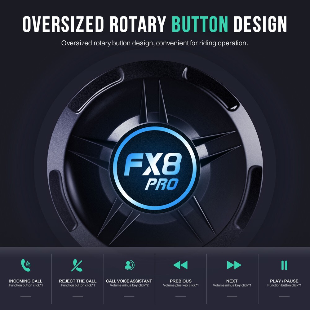 FX8 Pro Motorcycle Helmet Intercom Bluetooth Headset 8 Riders 1KM Communication