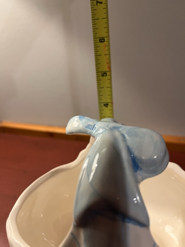 Vintage Ceramic Planter With Blue Bow Accent