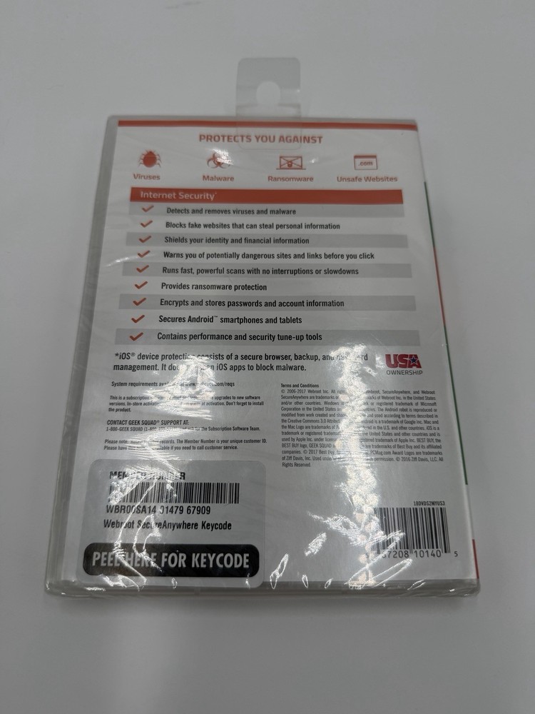 Webroot SecureAnywhere Internet Security Antivirus 3 Devices PC/Mac Sealed