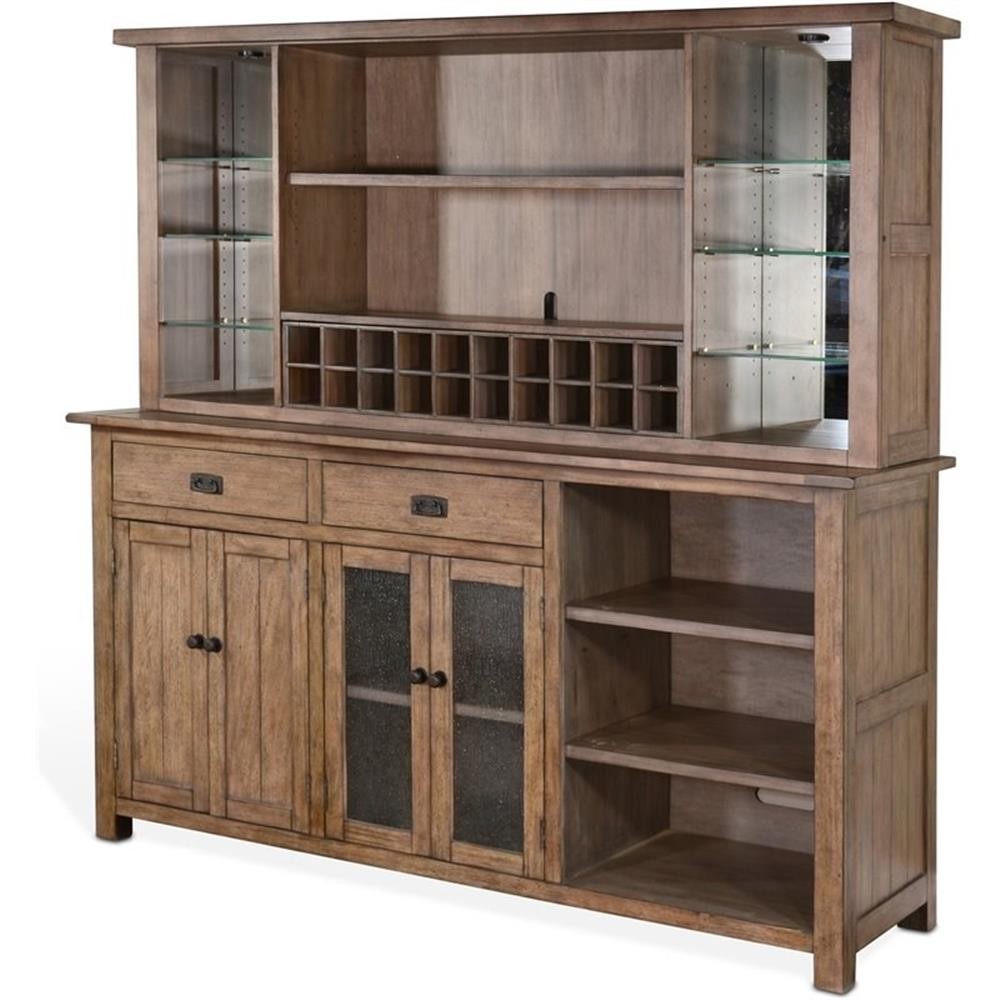 Home Square 4-Piece Set with Bar Unit & Hutch & 2 Backless Stools