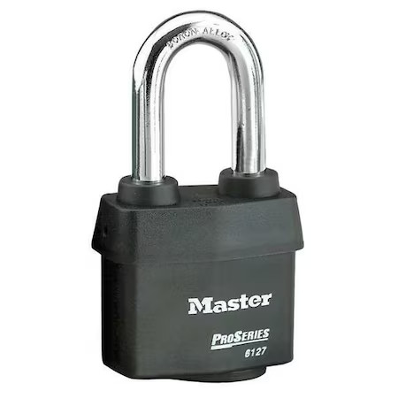 Master Lock 6127Lh Padlock, Keyed Different, Long Shackle, Rectangular Steel