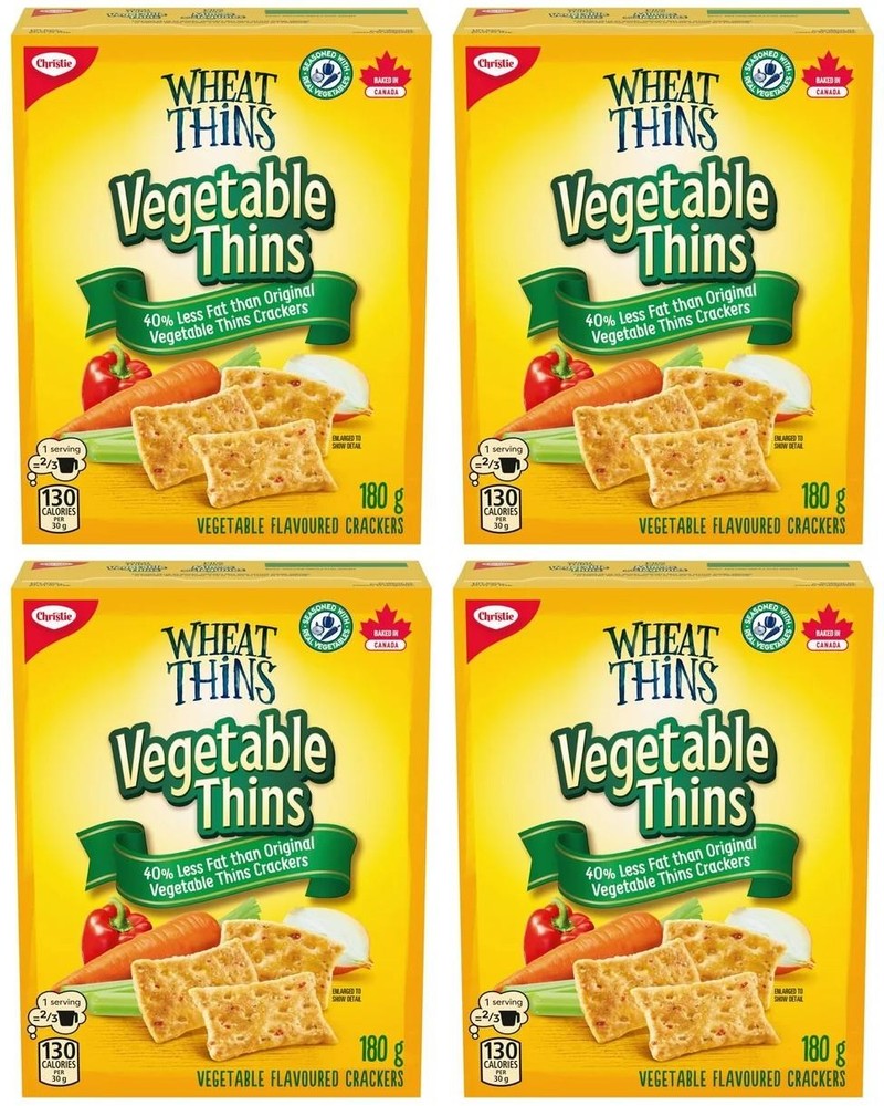Wheat Thins Vegetable Thins 40% Less Fat Crackers, 180g (4 Pack)