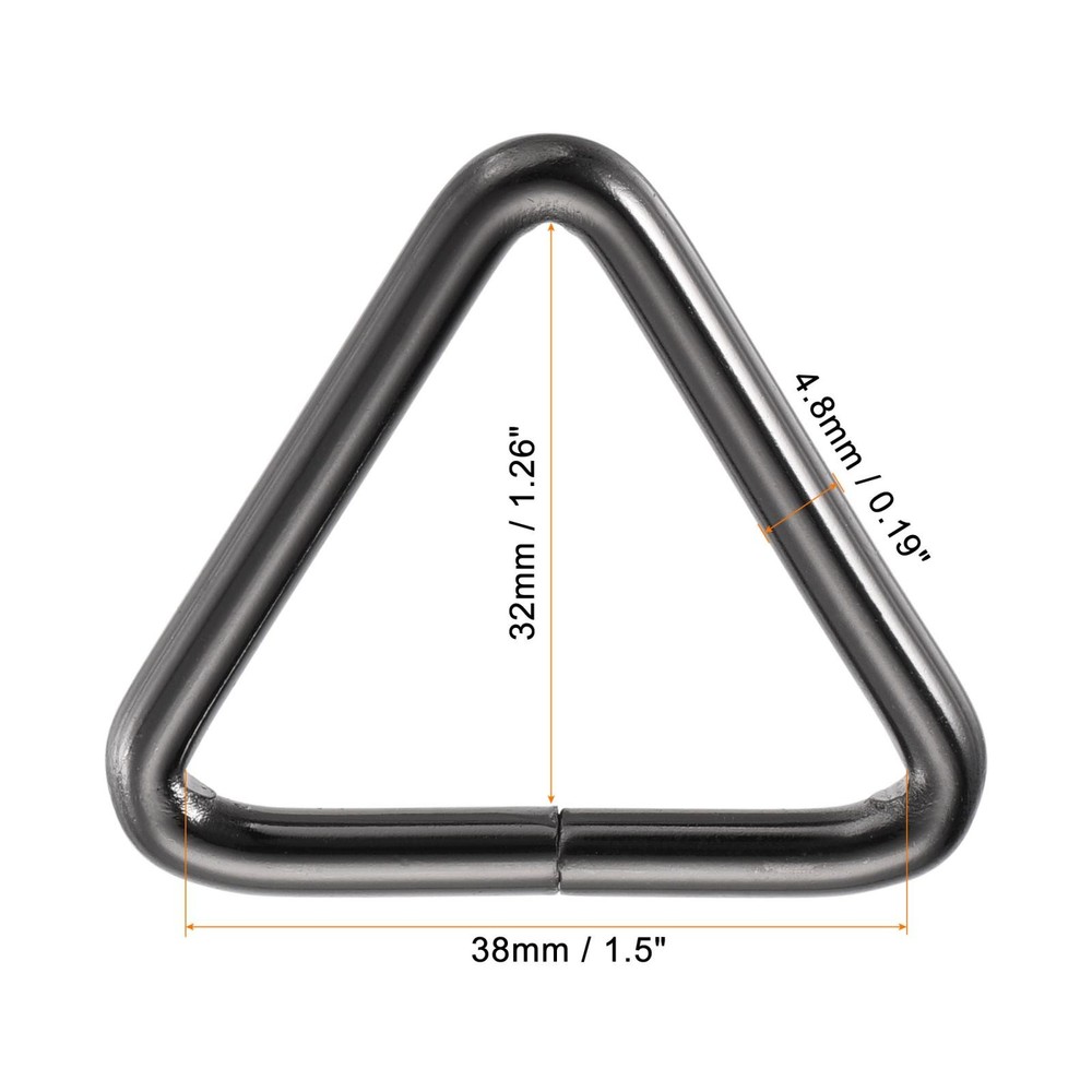Metal Triangle Buckle 38mm Inner Width Dark Grey 20pcs