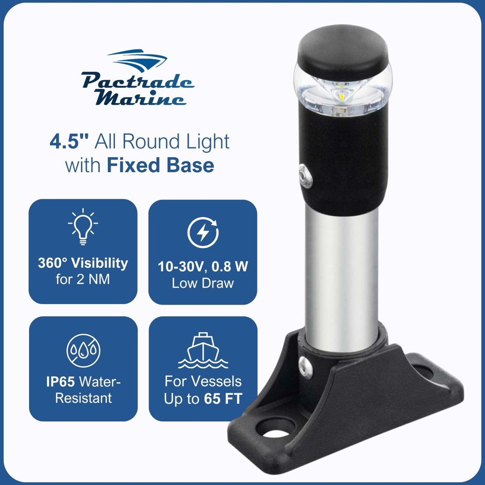 Pactrade Marine 4.5" White All-Round Light (Fixed Base, Surface Mount)