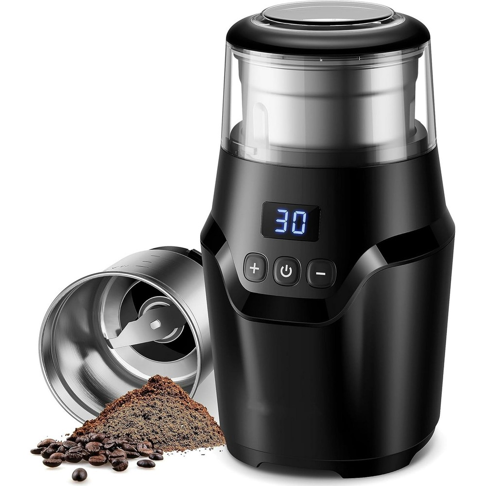 Adjustable Coffee Grinder Electric Bean with Time-Memory  Stainless Steel