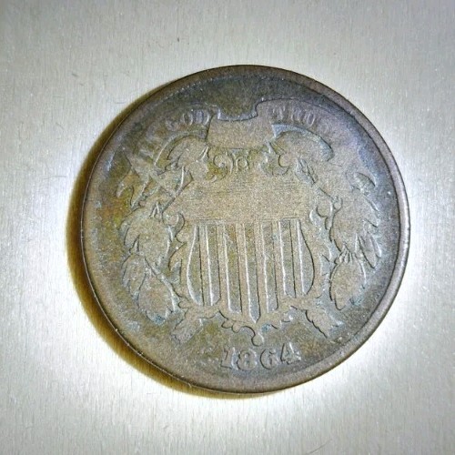 1864 Large Motto Two Cent Piece 2c