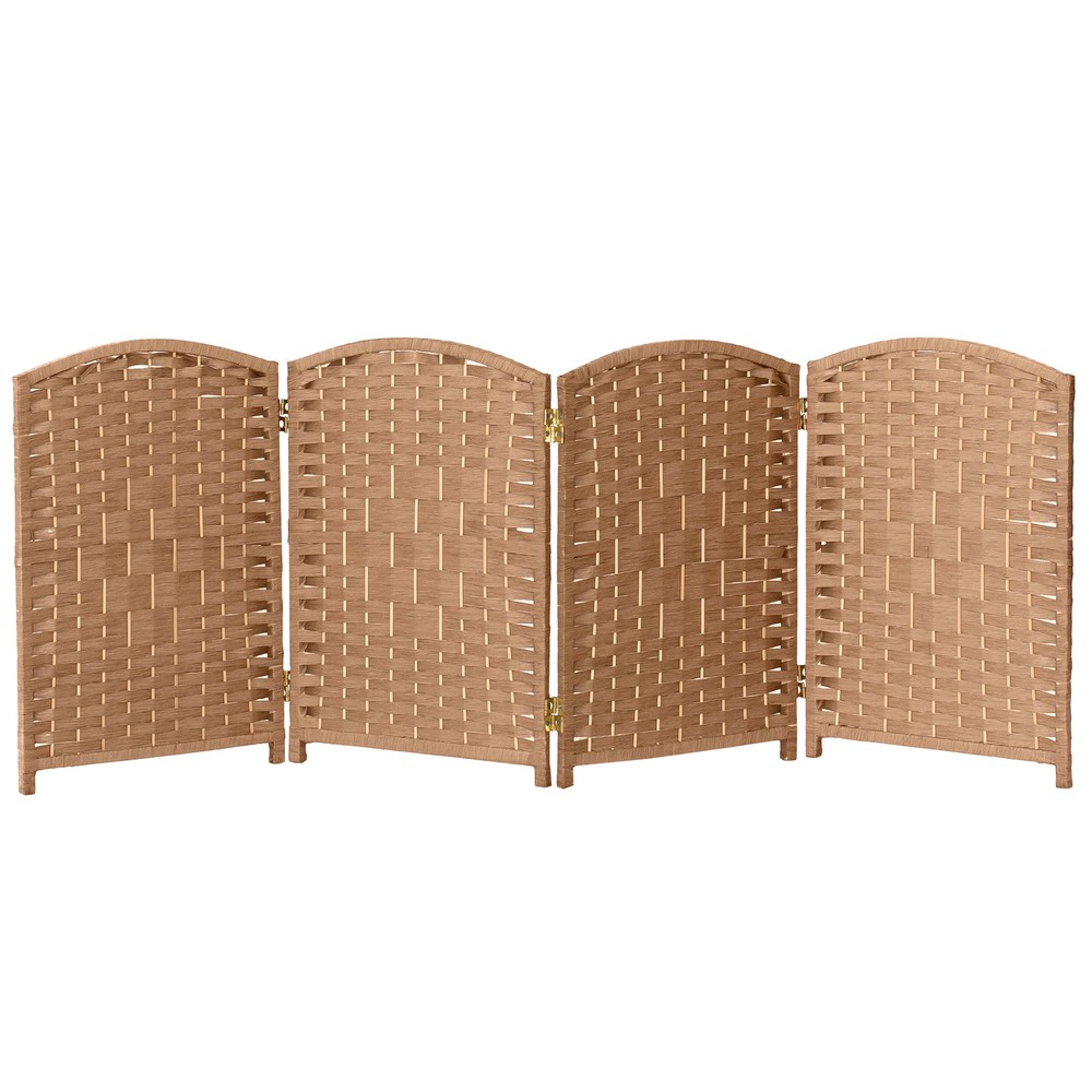 2 ft. Short Diamond Weave Fiber Folding Screen - Natural - 4 Panel