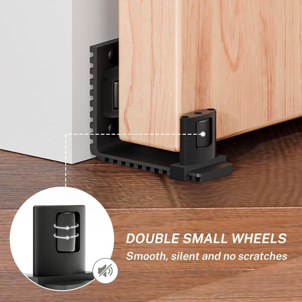 CCJH Upgraded Adjustable Floor Guide Suitable for Sliding Barn Doors,Black