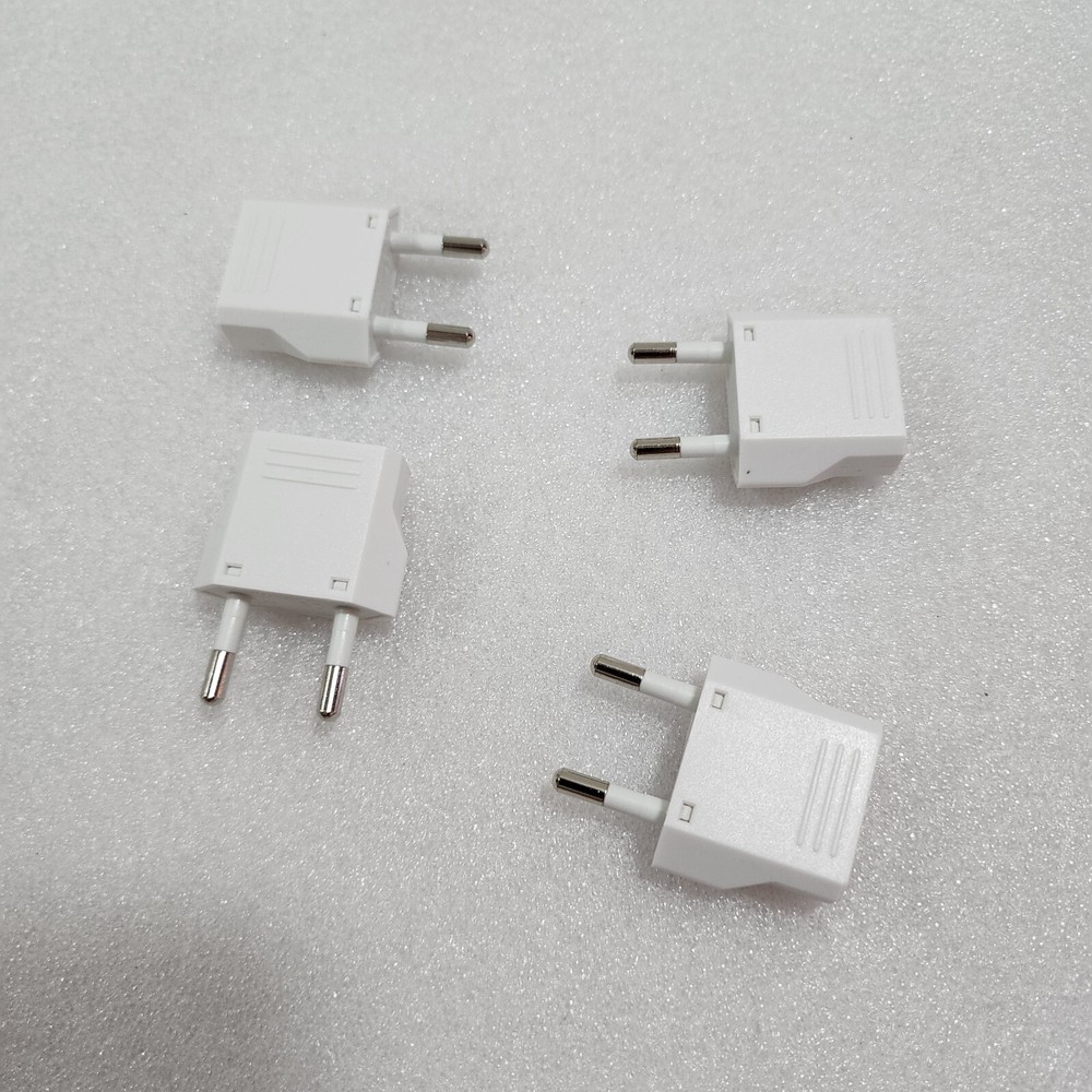 US-EU Plug Adapter White - 4 Pack