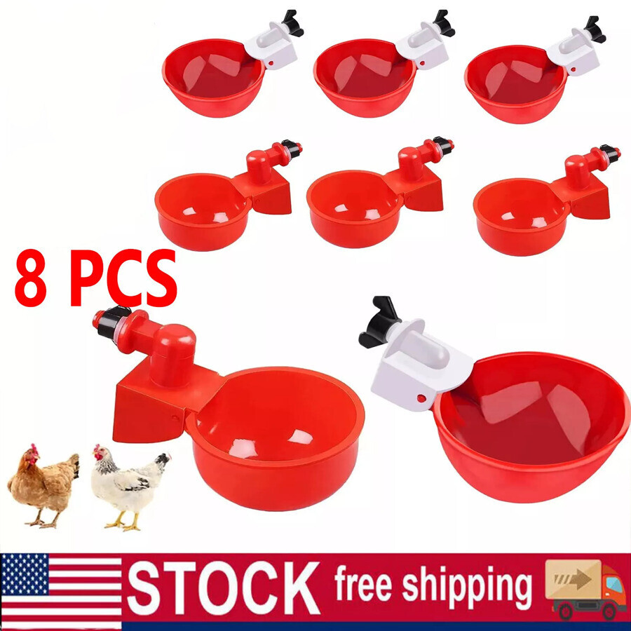 8 PCS Automatic Water Cups Poultry Drinker Waterer Chicken Duck Quail Drinking