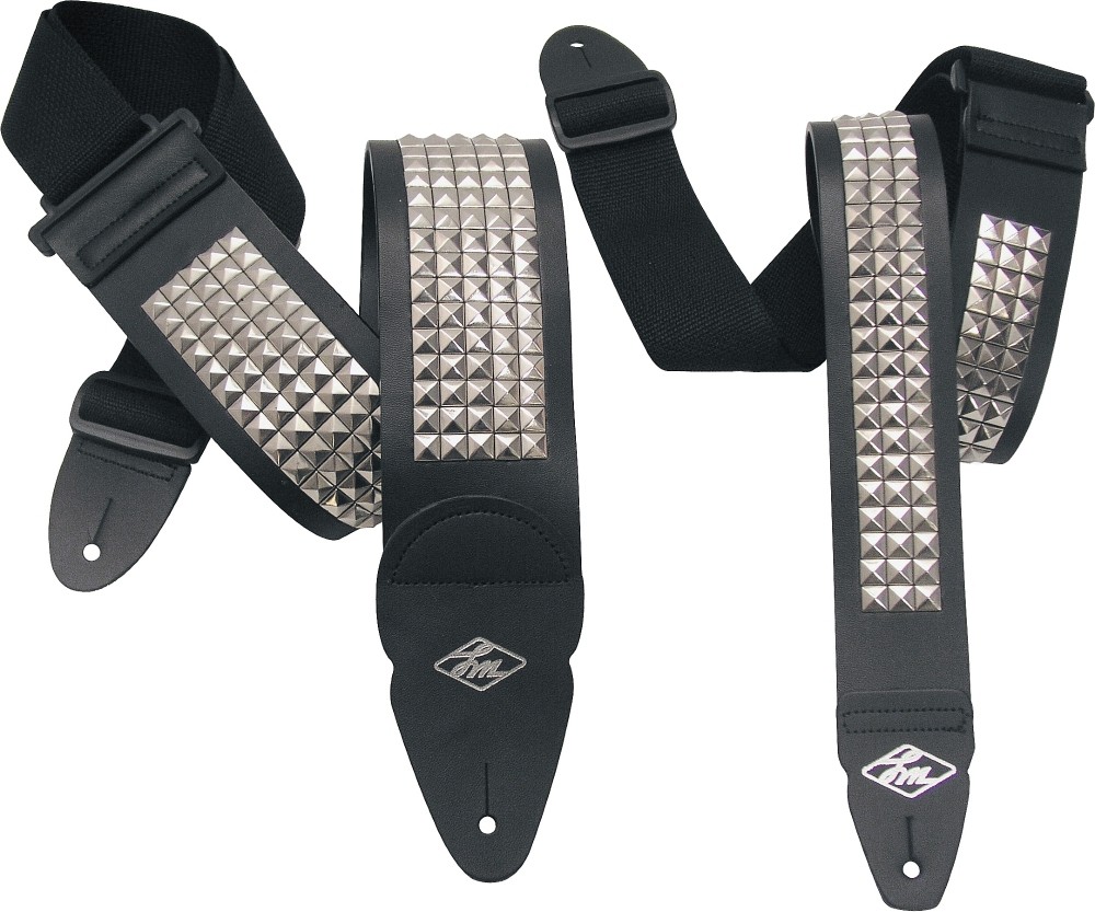 LM Products Studded Leather Guitar Strap Black 2 in.