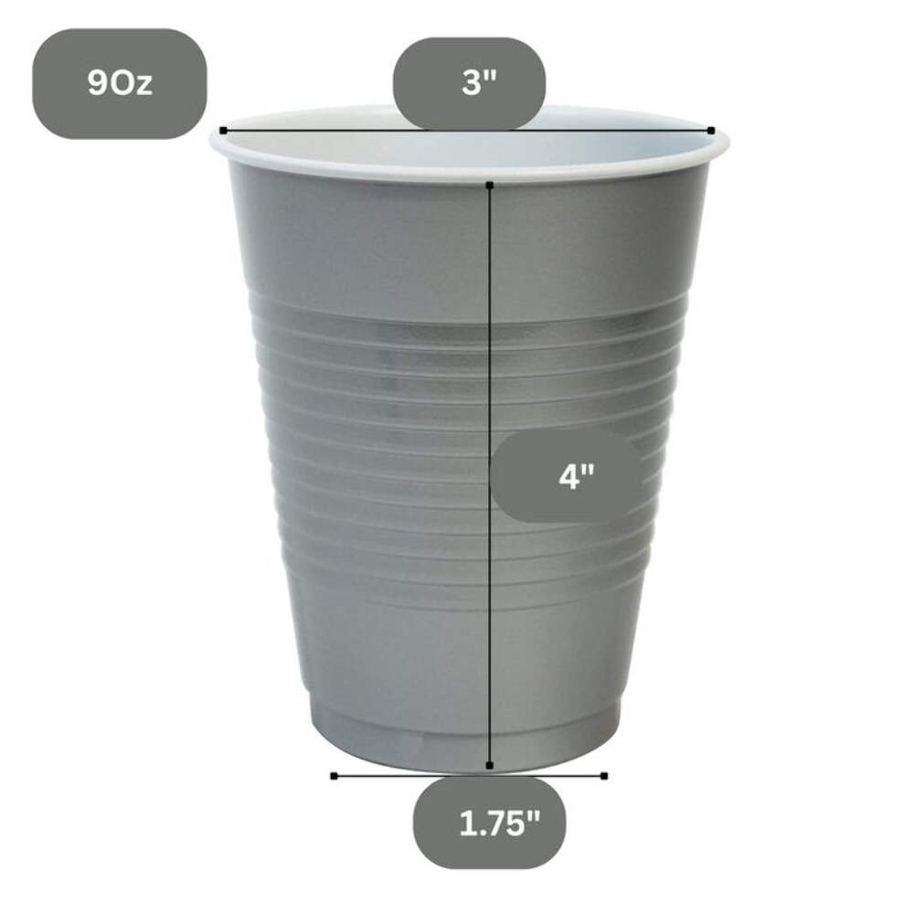 Disposable 9oz Silver Plastic Cups: 8CT