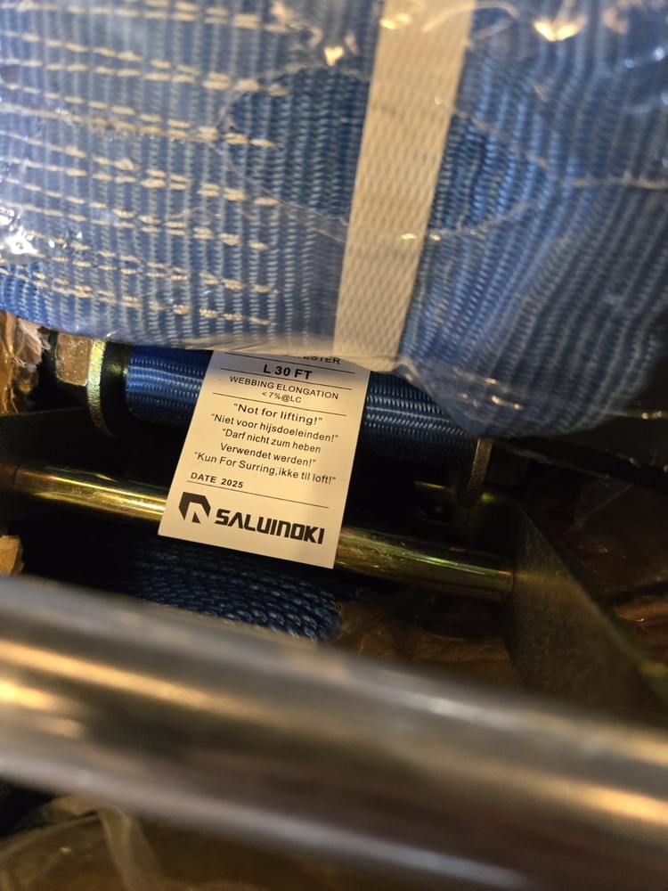 SALUINOKI Blue Polyester Tie Down Strap 5500 lbs WLL 30 ft x 4in 11000 lbs BS