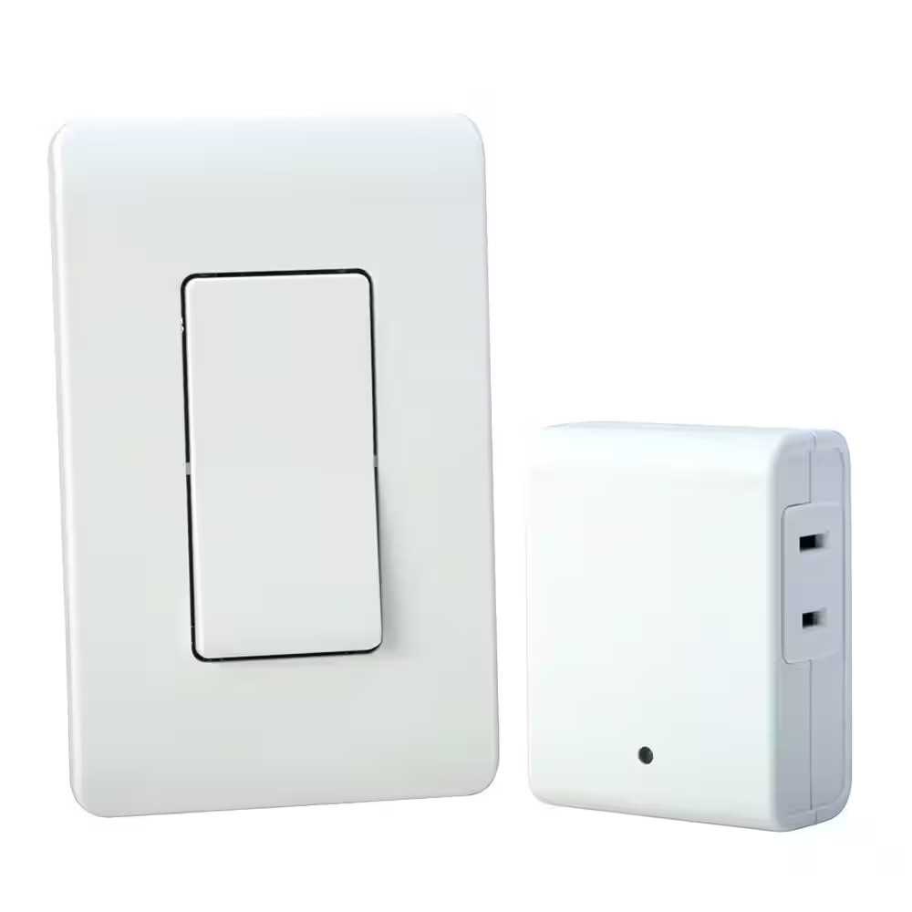 8-Amp Indoor Plug-In Wireless Wall Switch Light Control, White