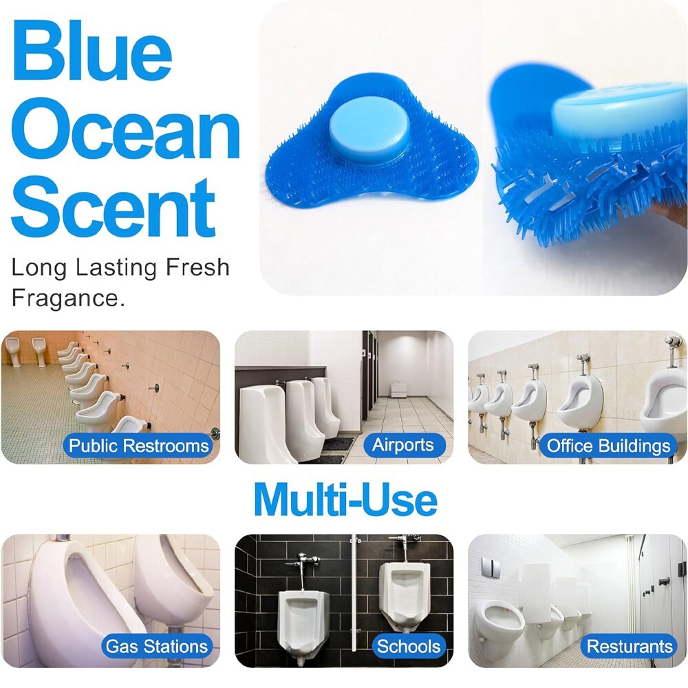 Premium Urinal Screen Deodorizer with Urinal Cakes Ocean Blue Scent - 3 Pack