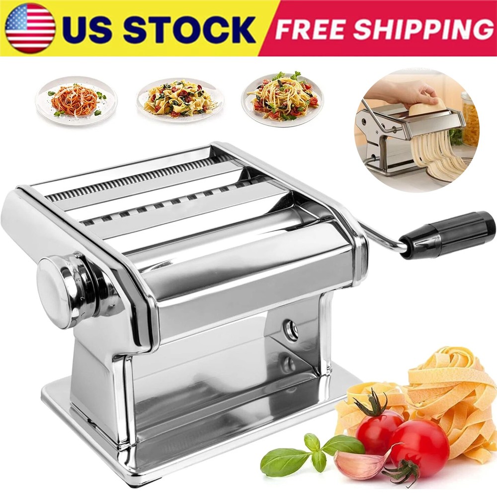 Stainless Fresh Pasta Maker Roller Machine for Spaghetti Noodle Kitchen Tool US